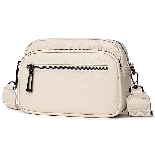 Fehploh Solide Schulterhandtasche, Vintage, verstellbare Schultergurte, mehrere Taschen, Tragetasche, Damen-Grifftasche, lässige Leder-Umhängetasche, Clutch-Geldbörse (Beige) von Fehploh