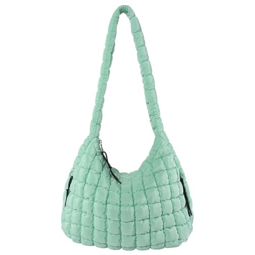 Fehploh Stilvolle Pendlertasche für Damen, großes Fassungsvermögen, gesteppt, lässig, einfarbig, modisch, gepolstert, Kuriertasche, aqua blue, 390.00x300.00x120.00mm/15.35x11.81x4.72inch von Fehploh