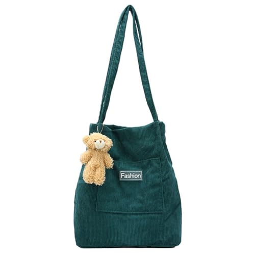 Fehploh Vielseitige, stilvolle Umhängetasche aus Cord, einfarbig, modische Umhängetasche für Damen, lässige Tragetaschen, große Kapazität, Pendlertasche (Retro-Grün) von Fehploh