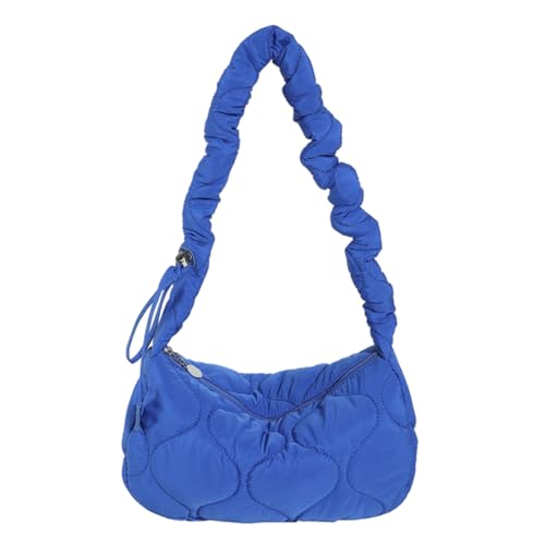 Fehploh Vielseitige geschwollene Halbmondtasche mit Kordelzug, geschwollene Umhängetasche, plissierte Umhängetasche, Pendlertasche, gesteppte Damen-Umhängetasche (blau) von Fehploh