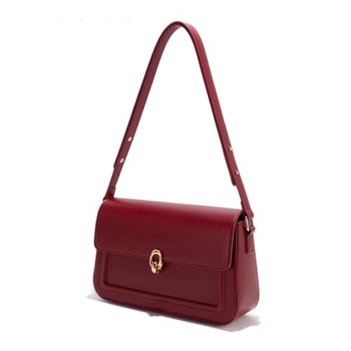 Fehploh Vintage-Einkaufstasche for Damen, PU-Leder, Schultertasche mit Klappe, Schnalle, Achselhöhle, Hobo-Tasche, Henkeltasche, Herbst-Winter-Geldbörse (rot) von Fehploh