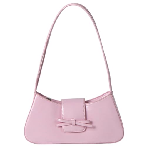 Fehploh Y2K-Geldbörse mit Reißverschluss, modische Handtasche, Retro, trendige Unterarmtasche, süße Schleife, Umhängetasche, PU-Leder for Damen und Mädchen (Rosa) von Fehploh