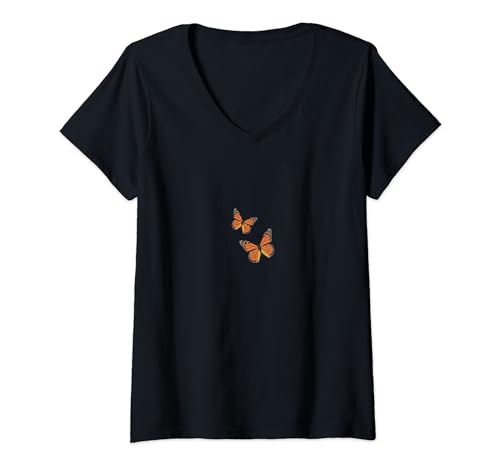 Damen Schöner kleiner Schmetterling T-Shirt mit V-Ausschnitt von Fei Long Design Hub