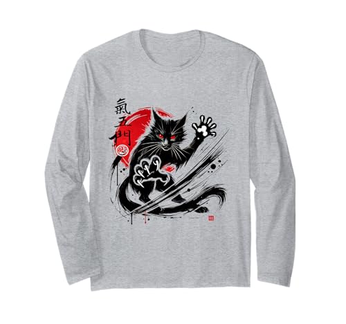 Hei Ng Mun The Cat Kung Fu Faust von Chi Wu Men Langarmshirt von Fei Long Design Hub