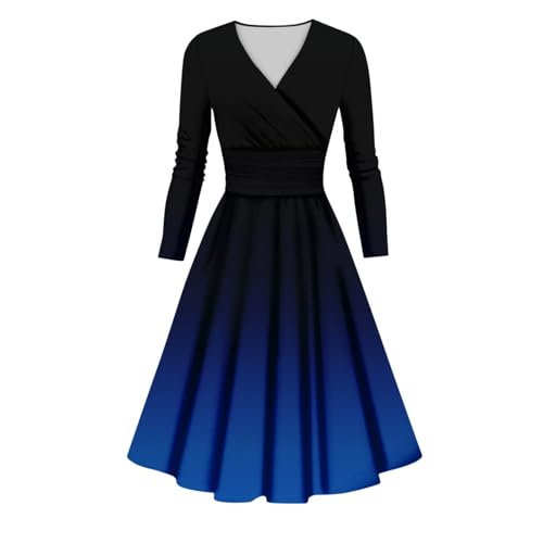 Abendkleider Elegant Für Hochzeit Latzkleid Damen Festliches Kleid Mädchen Kleid Schwarz Pulloverkleid Damen Herbst Damenkleider Cocktail Kleider Für Damen Swing Kleid Damen (Royal Blue, S) von FeiBeauty