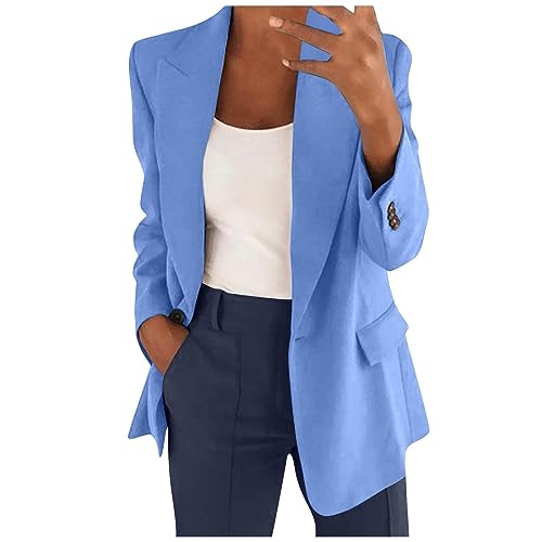 Damen Blazer Sportlich Hellblau Anzug Elegant 2 Teiler Hochzeit 5 Pieces Pullover & Strickjacken Für Jaket Fur Winter Lederjacke Biker von FeiBeauty
