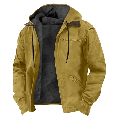 FeiBeauty Herbstjacke Herren Zip Hoodie Retro Einfarbig Langarm Sweatshirt Jacke Mit Reißverschluss Fleece Gefüttert Kapuzenjacke Übergangsjacke von FeiBeauty