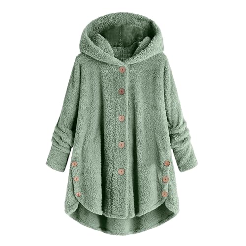 FeiBeauty Hoodies Für Damen Einfarbig Langarm Plüschjacke Mit Kapuze Herbst Winter Teddyjacke Fuzzy Fluffy Hoodie Jacke Wildlederjacke von FeiBeauty