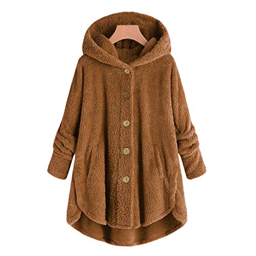 FeiBeauty Übergangsjacke Damen Pullover Einfarbig Langarm Plüschjacke Oversize Hoodie Jacke Frauen Flauschig Teddyjacke Mit Kapuze Fleece College von FeiBeauty