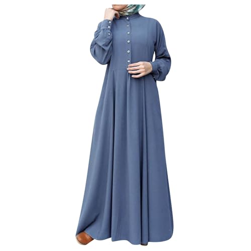 Gebetskleidung Für Frauen Vintage Einfarbig Langarm Gebetskleid Mit Taste Und Gürtel Abaya Damen Islamischer Ramadan Kleidung Türkisch Muslimische Lang Kleid Naher Osten Dubai Sommerkleid von FeiBeauty