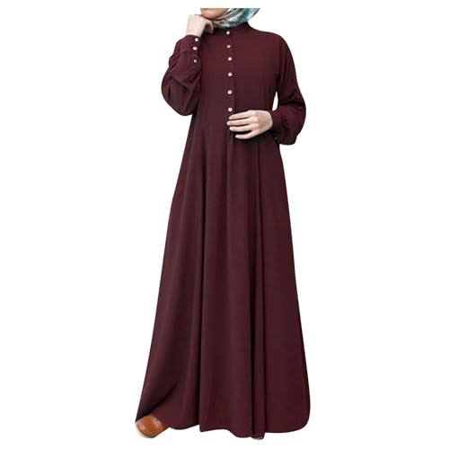 Gebetskleidung Für Frauen Vintage Einfarbig Langarm Gebetskleid Mit Taste Und Gürtel Abaya Damen Islamischer Ramadan Kleidung Türkisch Muslimische Lang Kleid Naher Osten Dubai Sommerkleid von FeiBeauty