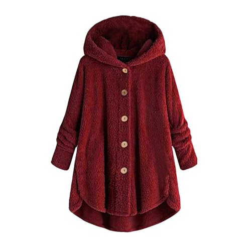 Hoodie Damen Teddy Mantel Einfarbig Langarm Fleecejacke Herbst Winter Jacke Flauschig Teddyjacke Outwear Sweatshirt Hoody von FeiBeauty
