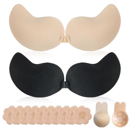 Klebe BH, Klebe Große Brust Push-Up-C-Cup,Push up Rückenfrei Trägerlos BH ,Wiederverwendbare Unsichtbar Haut Freundlich Sticky Strapless Bra ,für Damen Rückenfreies Kleid kleine brüste Brautkleid von FeiOne