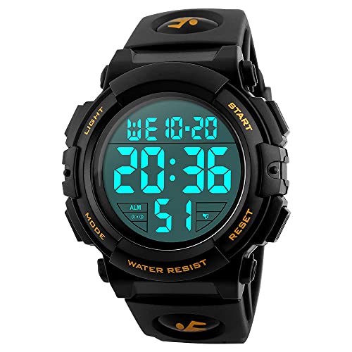 FeiWen Einfach Herren und Jugend Outdoor Militär LED Digital Sport 50M Wasserdicht Multifunktiona Plastik Uhren mit Kautschuk Band von FeiWen