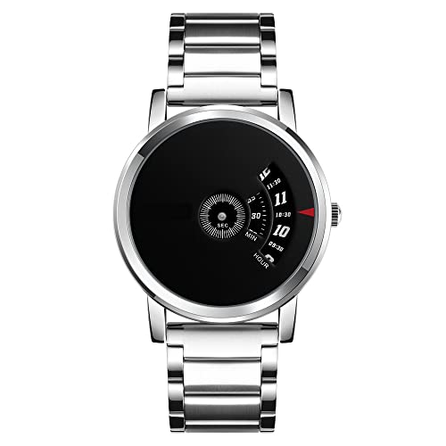 FeiWen Fashion Casual Herren und Damen Analog Quarz Uhren Einzigartig Edelstahl Wählscheiben mit Band Minimalismus Armbanduhren, Silber von FeiWen