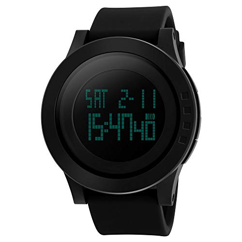 FeiWen Groß Herren Digital Sport Uhren 50M Wasserdicht Plastik Wählscheiben mit Kautschuk Band Multifunktional Outdoor Armbanduhren LCD Beleuchtung Countdown Alarm, Schwarz FeiWen Groß Herren Digital Sport Uhren 50M Wasserdicht Plastik Wählscheiben mit Kautschuk Band Multifunktional Outdoor Armbanduhren LCD Beleuchtung Countdown Alarm, Schwarz von FeiWen