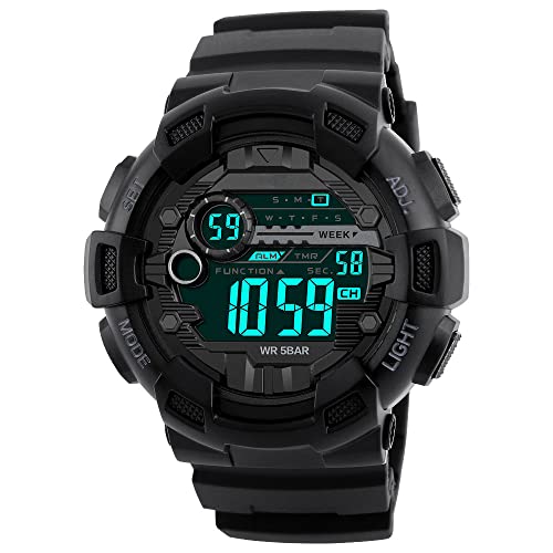 FeiWen Herren Digital Uhren 50M Wasserdicht Groß Schwarz Plastik Wählscheiben mit Kautschuk Band Outdoor Militär Sport Multifunktional Jugend Armbanduhren Alarm Countdown LED Doppelte Zeit FeiWen Herren Digital Uhren 50M Wasserdicht Groß Schwarz Plastik Wählscheiben mit Kautschuk Band Outdoor Militär Sport Multifunktional Jugend Armbanduhren Alarm Countdown LED Doppelte Zeit von FeiWen
