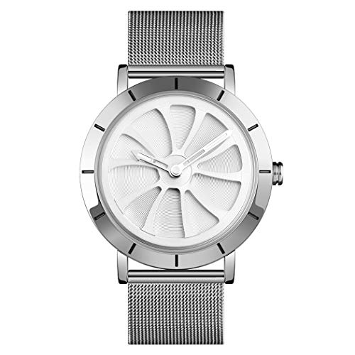 FeiWen Herren Fashion Analog Quarz Casual Uhren Edelstahl Armbanduhr (Silber) von FeiWen