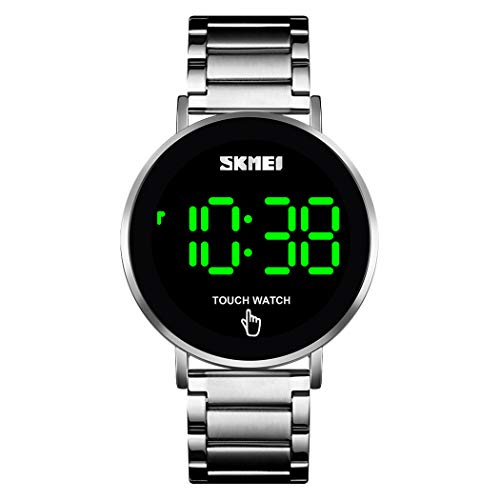 FeiWen Herren Fashion LED Digital Elektronik Licht Uhren Edelstahl Datum Armbanduhr (Silber) von FeiWen