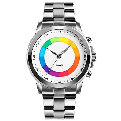 FeiWen Herren Fashion Luxus Uhren Edelstahl Analog Quarz LED Licht Digitaluhr Sportuhr Elegant Casual Armbanduhr (Silber) von FeiWen