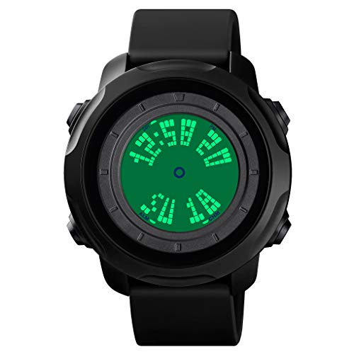 FeiWen Herren Fashion Outdoor Sport LED Digital Plastik Uhren mit Kautschuk Band Wasserdicht Multifunktional Doppelte Zeit Alarm Armbanduhren (Schwarz und weiß) von FeiWen