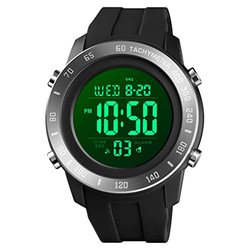 FeiWen Herrenuhr LED Elektronik Wasserdicht Multifunktional Uhren Outdoor Militär Sportuhr Datum Stoppuhr Countdown Doppel Zeit Armbanduhren Plastik Fall (Schwarz) von FeiWen