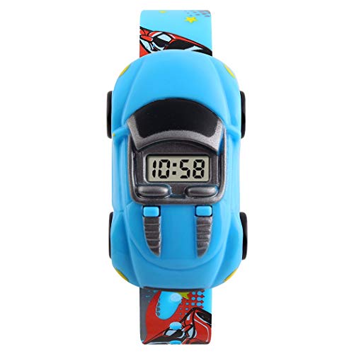 FeiWen Kinder Cartoon Uhren LED Digitaluhr Elektronik Outdoor Sportuhr Plastik Lünetten mit Kautschuk Band Armbanduhren (Hellblau) von FeiWen