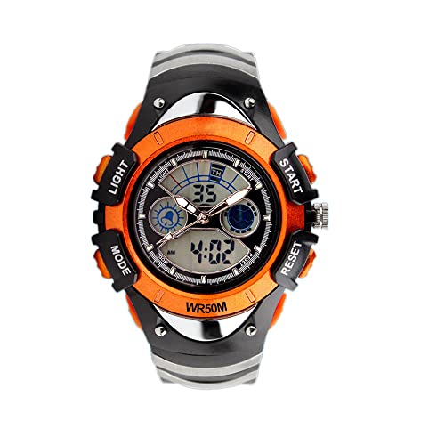 FeiWen Kinder Sport Uhren Analog Quarz LED Digitales 50M Wasserdicht Outdoor Militär Multifunktional Armbanduhren Plastik mit Kautschuk Band von FeiWen