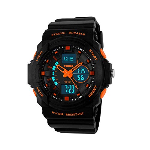 FeiWen Klein Digitaluhr Sportuhr Militäruhr Multifunktional 50M Wasserdicht Uhren für Damen Kind Junge Outdoor LED Analog Quarz Doppelte Zeit Outdoor Armbanduhren Plastik mit Kautschuk Band von FeiWen