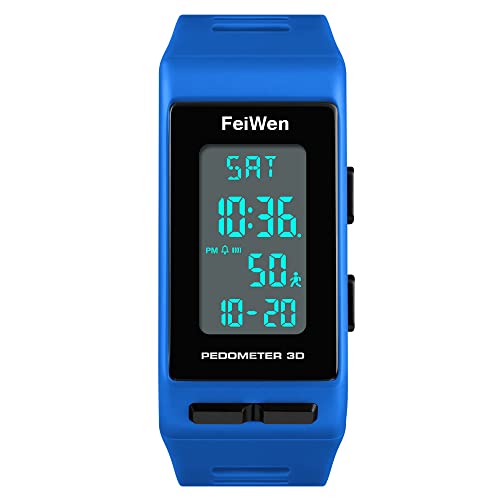 FeiWen Multifunktional Outdoor Sport Digital Uhren für Herren und Damen Schrittzähler Kalorie LED Plastik Running Armbanduhren mit Kautschuk Band Alarm Datum Unisex (Blau) von FeiWen