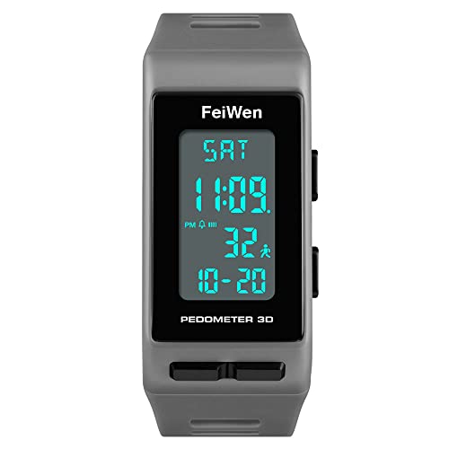 FeiWen Multifunktional Outdoor Sport Digital Uhren für Herren und Damen Schrittzähler Kalorie LED Plastik Running Armbanduhren mit Kautschuk Band Alarm Datum Unisex (Grau) von FeiWen