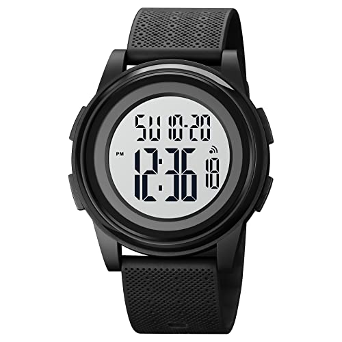 FeiWen Simple Fashion Unisex Uhren Digitaluhr Sportuhr Outdoor Wasserdicht LED Doppelte Zeit Plastik Armbanduhren mit Kautschuk Band (Schwarz und weiß) von FeiWen