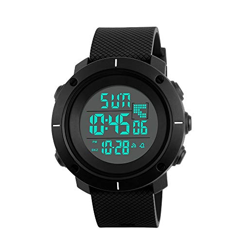 FeiWen Unisex Digital Uhren Einfach Outdoor Militär Sport Plastik Armbanduhren mit Kautschuk Band LED Doppelte Zeit Multifunktional 50M Wasserdicht Beleuchtung Countdown, Schwarz FeiWen Unisex Digital Uhren Einfach Outdoor Militär Sport Plastik Armbanduhren mit Kautschuk Band LED Doppelte Zeit Multifunktional 50M Wasserdicht Beleuchtung Countdown, Schwarz von FeiWen