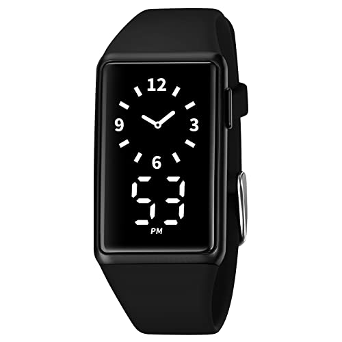 FeiWen Unisex Digitaluhr Wasserdicht Outdoor Sport Running FitnessUhren Plastik Wählscheiben mit Kautschuk Band LED Licht Kalender Armbanduhren (Schwarz) von FeiWen