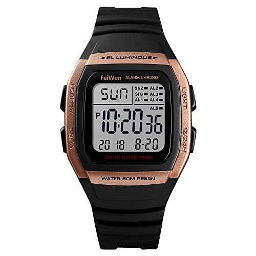 FeiWen Unisex Fashion Sport Digital Uhren Outdoor Multifunktional 50M Wasserdicht Militär Damen und Jugend Platz Plastik Armbanduhren mit Kautschuk Band LED Doppelte Zeit, Gelb FeiWen Unisex Fashion Sport Digital Uhren Outdoor Multifunktional 50M Wasserdicht Militär Damen und Jugend Platz Plastik Armbanduhren mit Kautschuk Band LED Doppelte Zeit, Gelb von FeiWen