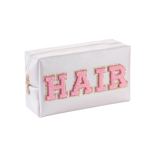 FeiYeup Make-up-Tasche mit großem Fassungsvermögen, mit Reißverschluss, wasserdicht, mit Flicken, Make-up-Organizer-Tasche für Damen von FeiYeup