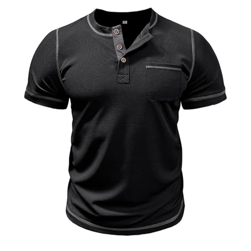 Sporttop Weiße Tshirts Herren Jeanshemd Schwarz Herren Summer Tops Y2K Hemd Leinen Herren Formal Shirts for Men Herren Langarmhemd T Shirts Weiß Herren Vatertag Shirt (Schwarz, XL) von Feibeauty