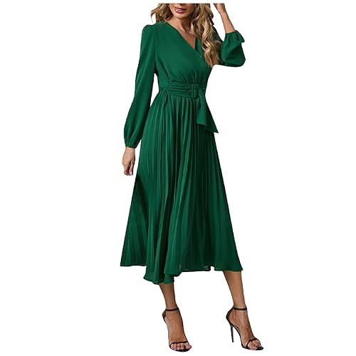 Tüllrock Lang Kleidung Damen Cocktailkleid Damen Lang Tüllrock Damen Kleid Glitzer Korsettkleid Pullover Kleid Damen Sommerkleid (Dark Green, L) von Feibeauty