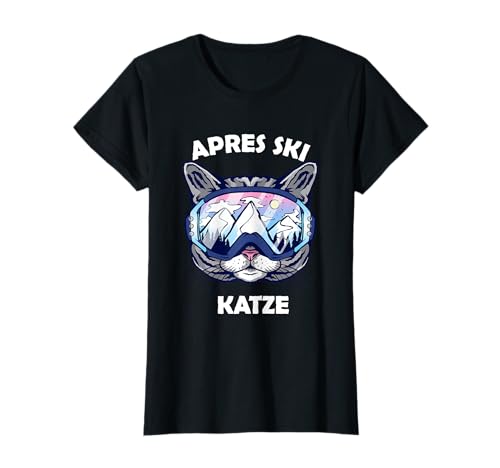 Ski fahren & Apres Ski Katze Damen Frauen T-Shirt Ski fahren & Apres Ski Katze Damen Frauen T-Shirt von Feier Katze im Schnee