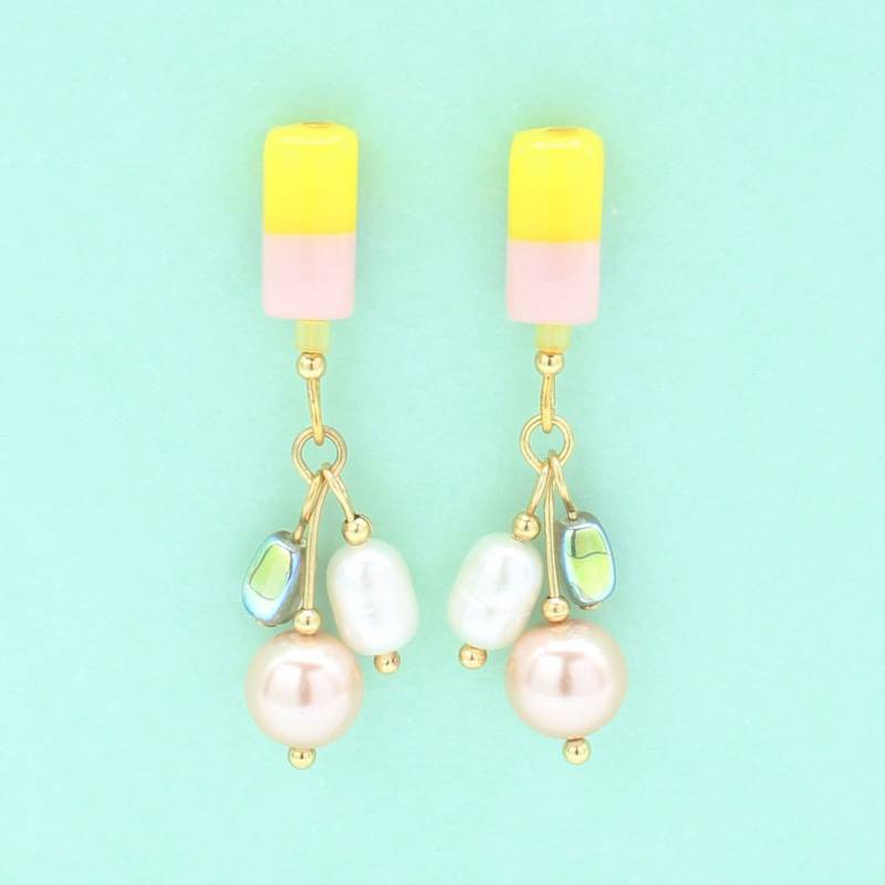 Ohrringe Hängend Mit Perle/Polymer Clay Hängeohrringe Statement Gelb Creme Perlenschmuck Schmuckstücke Ohrringe Hängend Mit Perle/Polymer Clay Hängeohrringe Statement Gelb Creme Perlenschmuck Schmuckstücke von FeierAbendLaune