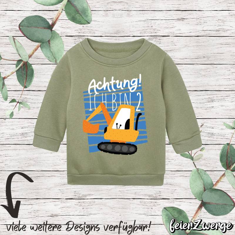 Baby Sweatshirt Geburtstag Bagger, Langarm T-Shirt Sweatshirt, Kleinkind 1-2 Jahre Langarm von FeierZwerge