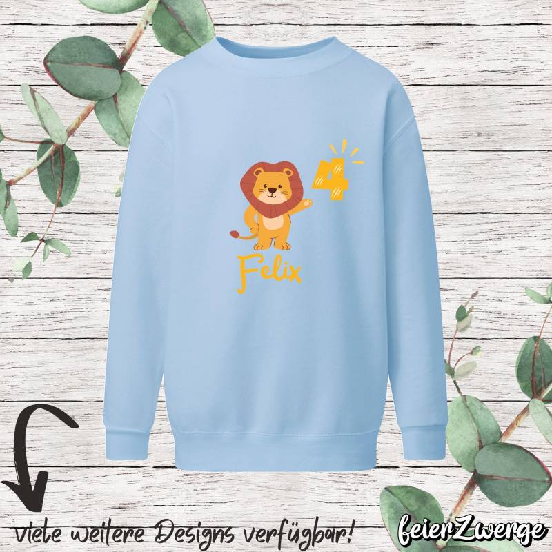 Löwe Sweatshirt Kleinkinder Baby | Zahl Frei Wählbar Geburtstagssweatshirt Für Kinder Und Babys Mit Namen von FeierZwerge