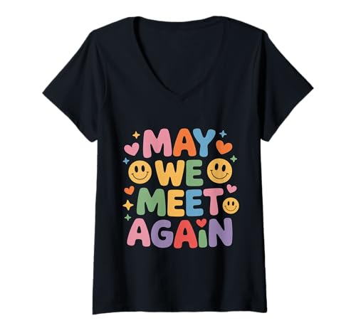 Damen May We Meet Again Wiedervereinigungsfeier - T-Shirt mit V-Ausschnitt Damen May We Meet Again Wiedervereinigungsfeier - T-Shirt mit V-Ausschnitt von Feierlichkeitsspaß