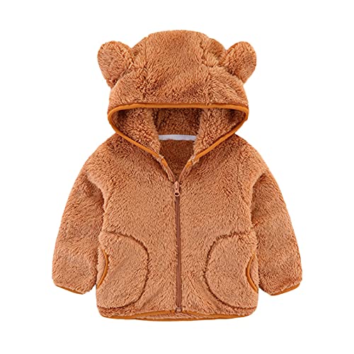 FeiliandaJJ Baby Mädchen Jungen Kleinkind Fleece Jacke mit Kapuze Herbst Winter Warm Kapuzenjacke Karikatur Bär Ohr Outwear (4-5 Jahre, Braun) von FeiliandaJJ(TM)