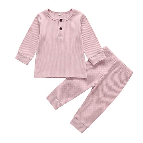 FeiliandaJJ Baby Schlafanzug Langarm Weich Komfortabel Elastizität Pyjama Set Mädchen Jungen Herbst Winter Warm Zweiteiliger Schlafanzüge Nachtwäsche Kleidungs Set (Rosa, 90 (12-18 Monate)) von FeiliandaJJ(TM)