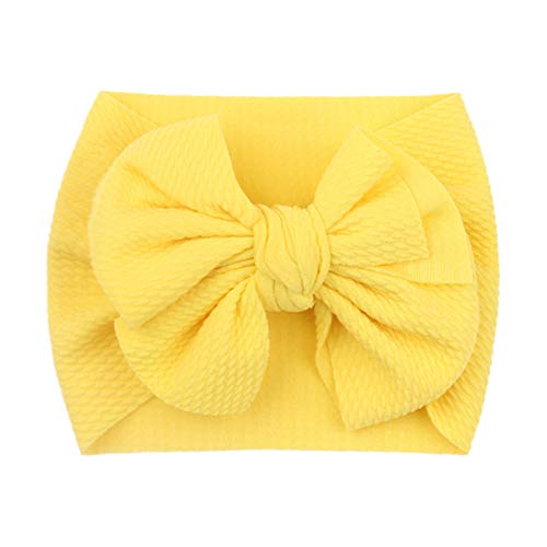 FeiliandaJJ Baby Stirnband Mädchen Baumwolle Haarband Einfarbig Elastisches Bowknot Stirnbänder Haarbänder Headwrap Kinder Kleinkinder Säuglinge Neugeborene, 0-2 jahr (Gelb) von FeiliandaJJ(TM)