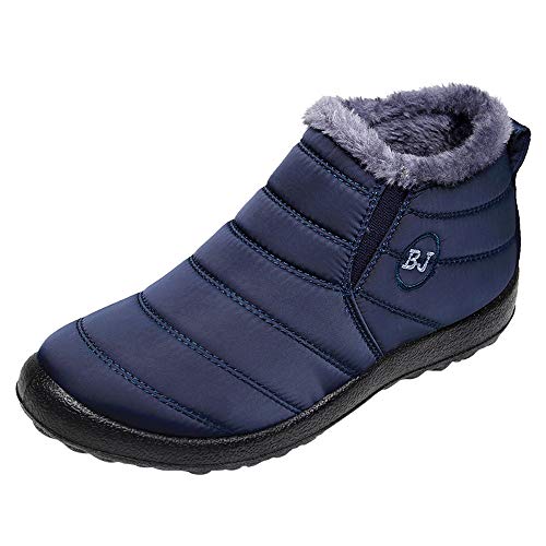 FeiliandaJJ Damen Winter Schneestiefel Stiefeletten Gefütterte Warm Winterschuhe Wasserdicht Outdoor Slip On Booties (Blau, 36 EU) von FeiliandaJJ(TM)