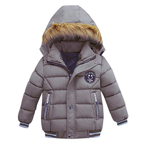 FeiliandaJJ Jungen Winterjacke mit Kapuze Baby Kinder Kapuzenparka Dicke Warm Blouson Wintermantel Outdoor Steppjacken Outerwear (Grau, 110 (3-4 Jahre)) von FeiliandaJJ(TM)