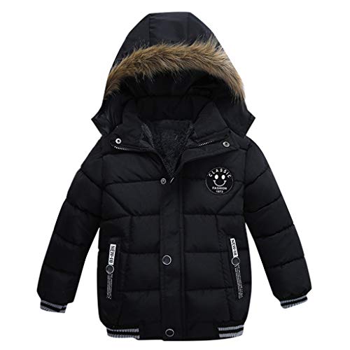 FeiliandaJJ Jungen Winterjacke mit Kapuze Baby Kinder Kapuzenparka Dicke Warm Blouson Wintermantel Outdoor Steppjacken Outerwear (Schwarz, 110 (3-4 Jahre)) von FeiliandaJJ(TM)