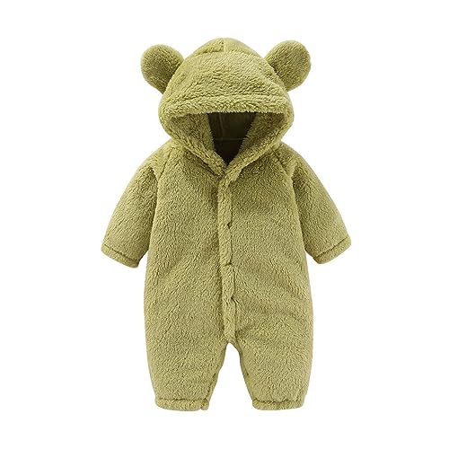 FeiliandaJJ Baby Junge Mädchen Flanell Schneeanzug mit Kapuze und Reißverschluss Winter Neugeborene Strampler Oberbekleidung Overall Unisex Baby Kleidung Einfarbig von FeiliandaJJ